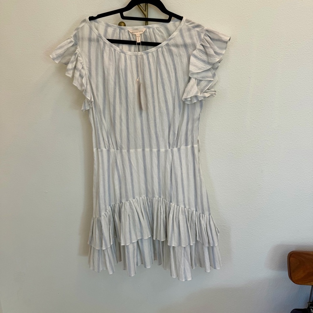 Rebecca Taylor Snow Comb Dress with Blue Stripes, NWT (missing belt)
